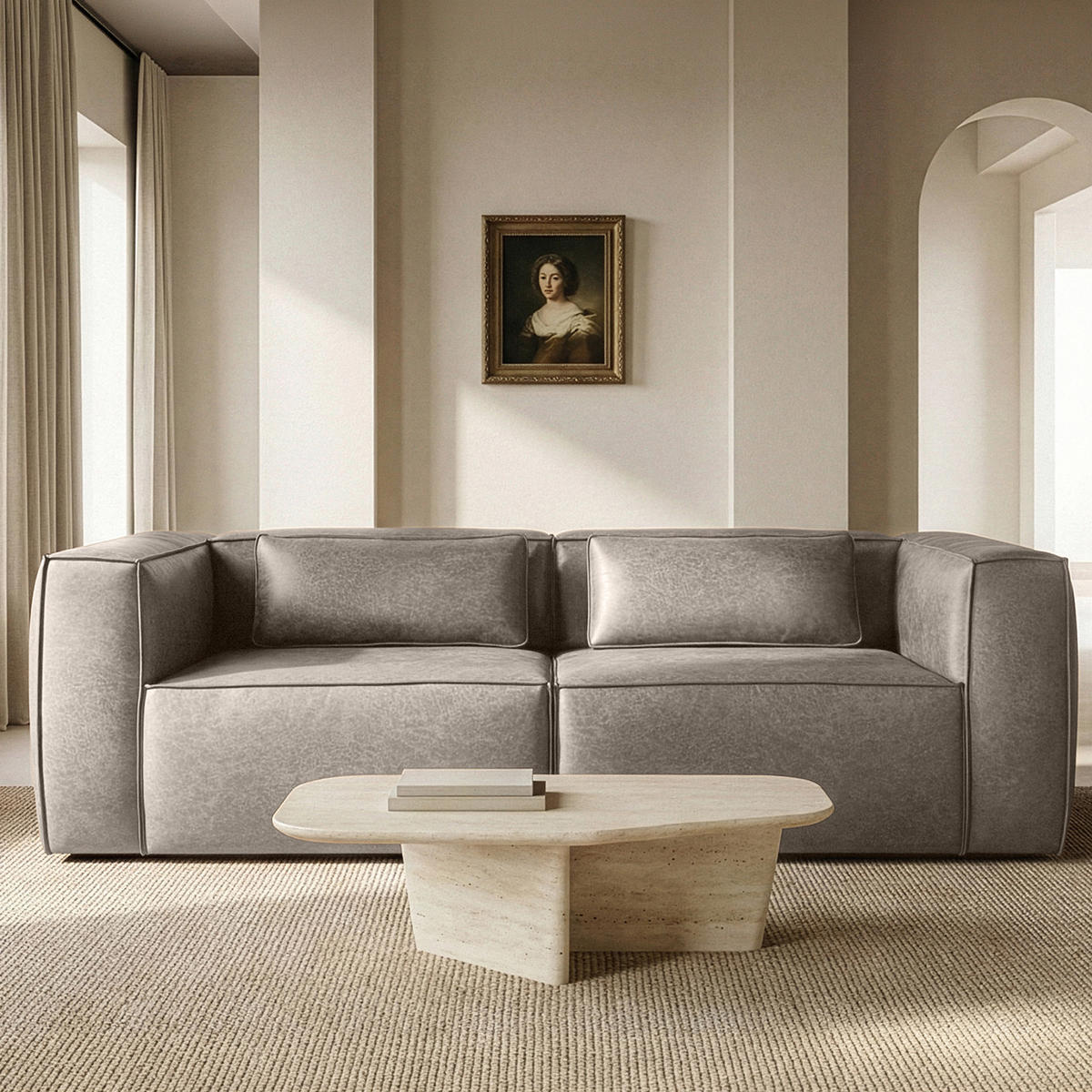 3-SITZER SOFA FEROX, Hellgrau - Hellgrau, Holz/Holzwerkstoff (240/73/96cm) - KONSIMO®