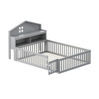 KINDERBETT 140x200 Grau Massivholz Stauraum Schutzgitter - Grau, Holz (140/200cm) - FLIEKS