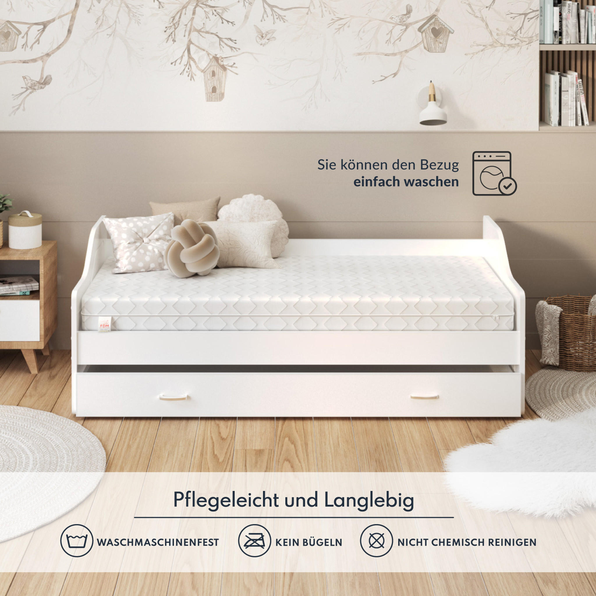 Thumbnail - FDM Kaltschaummatratze, Weiß, Textil, H2 + H3, Füllung: Kaltschaum, Rechteckig, 80x200 cm, Oeko-Tex® Standard 100, Schla...
