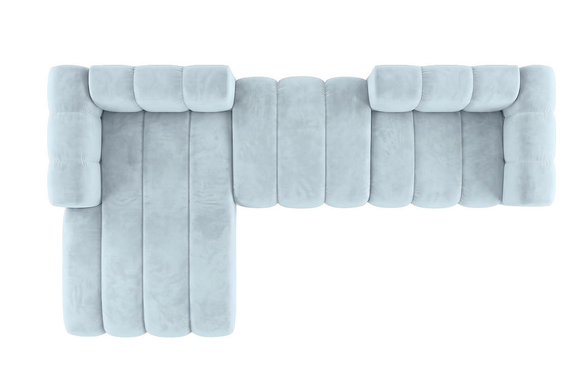 ECKSOFA Modulares In L-Form, Velvet-Stoff Riviera, Babyblau, Links, GRAND 319 cm - Hellblau, Holz (319/175cm) - Kaiser Möbel