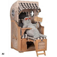 STRANDKORB Düne 1-Sitzer Teak 505 - Anthrazit/Braun, Holz/Textil (98/165/80cm) - Mr. Deko