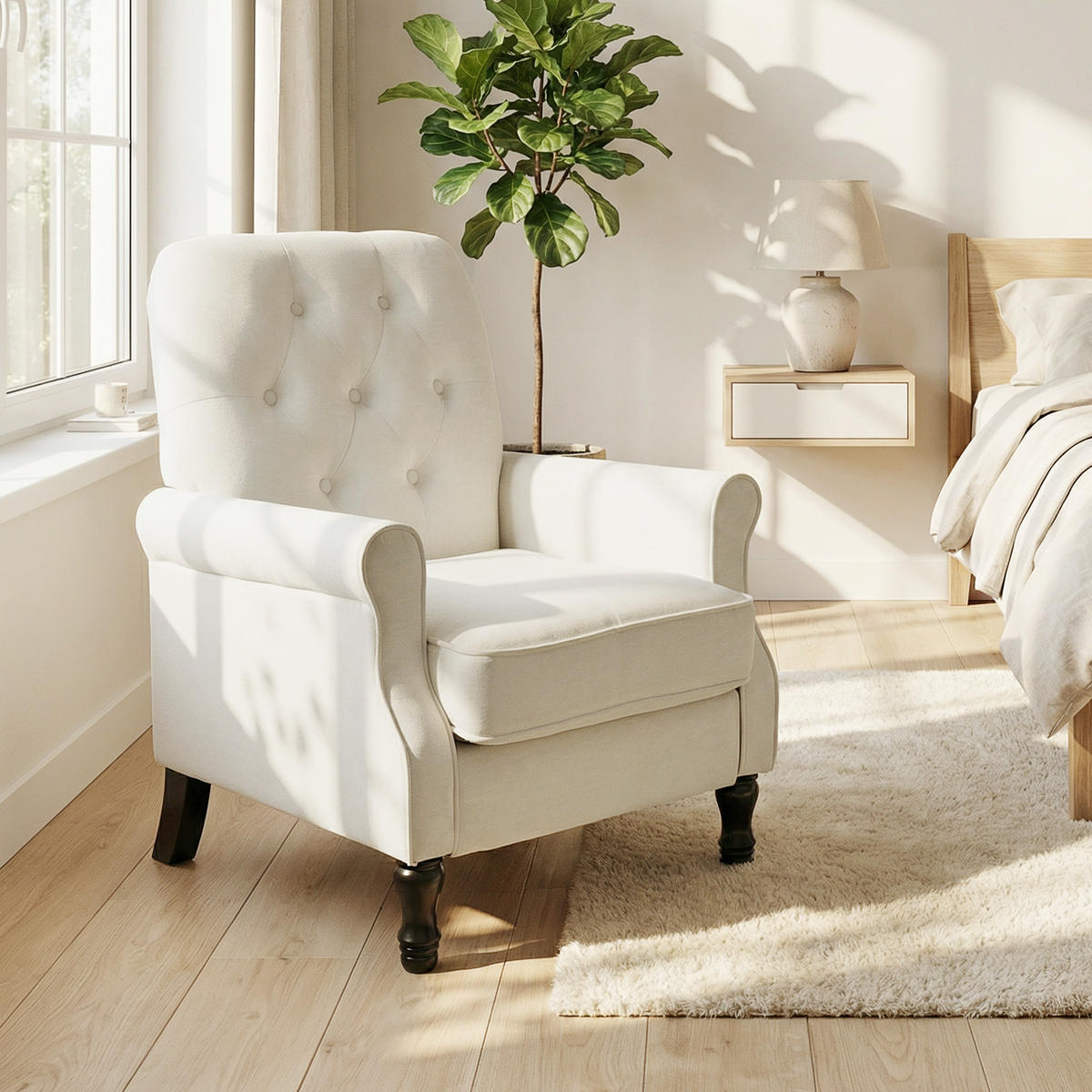 SESSEL DE-13537 mit dicker Polsterung und Federkern Creme - Creme, Textil (69/90/75cm) - ComfortXL