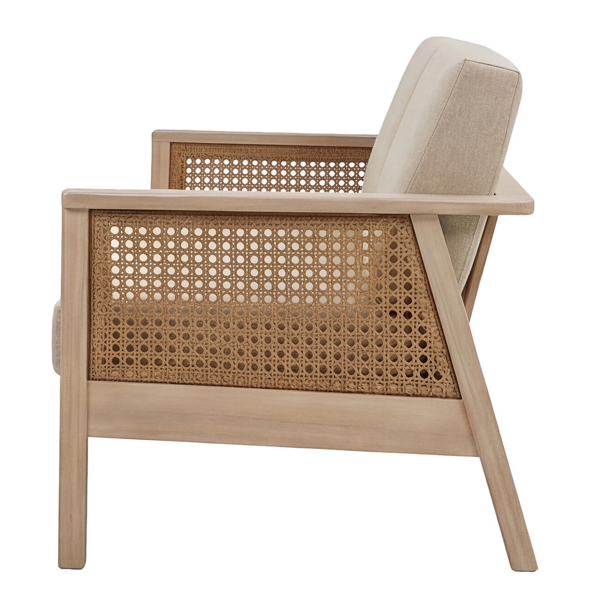 LOUNGESET - 4-teilig - Akazie massiv / Webstoff - Braun / Beige - Beige, Holz/Kunststoff - home24