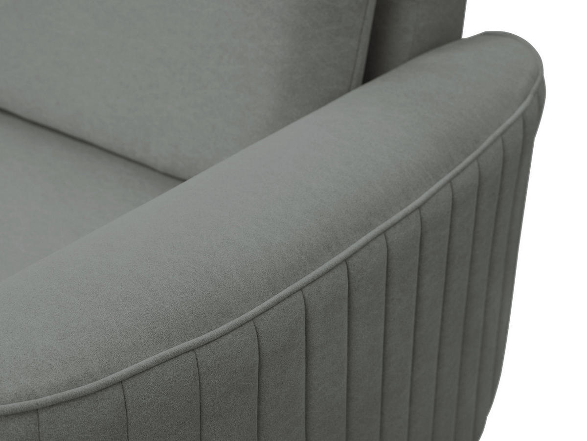 ECKSOFA VELA R-S Grau Velours-Stoff mit Schlaffunktion - Grau, Holz (251/251cm) - MASSENO