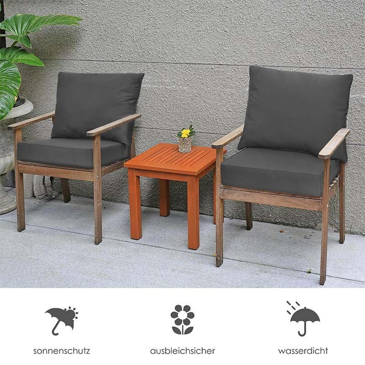 ZAHRADNÍ POLŠTÁŘ NA NÁBYTEK se sedacím a opěradlovým polštářem šedá barva - šedá, textil (60/55/60cm) - COSTWAY