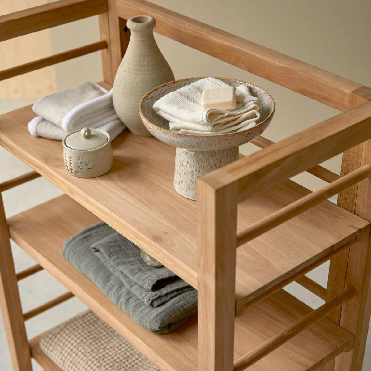 HOCHSCHRANK Sera Natur aus Teak - Naturfarben, Holz (80/115/40cm) - Tikamoon