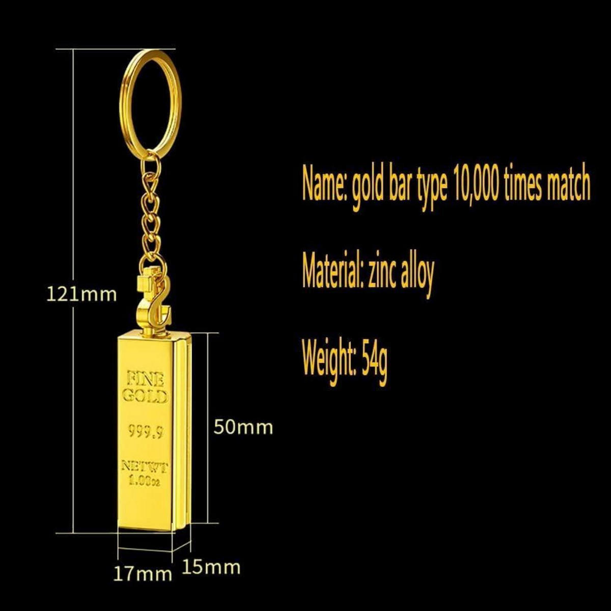 FEUERZEUG mit Schlüsselring Goldfarben - Goldfarben, Metall (1.5/1.5/5cm)