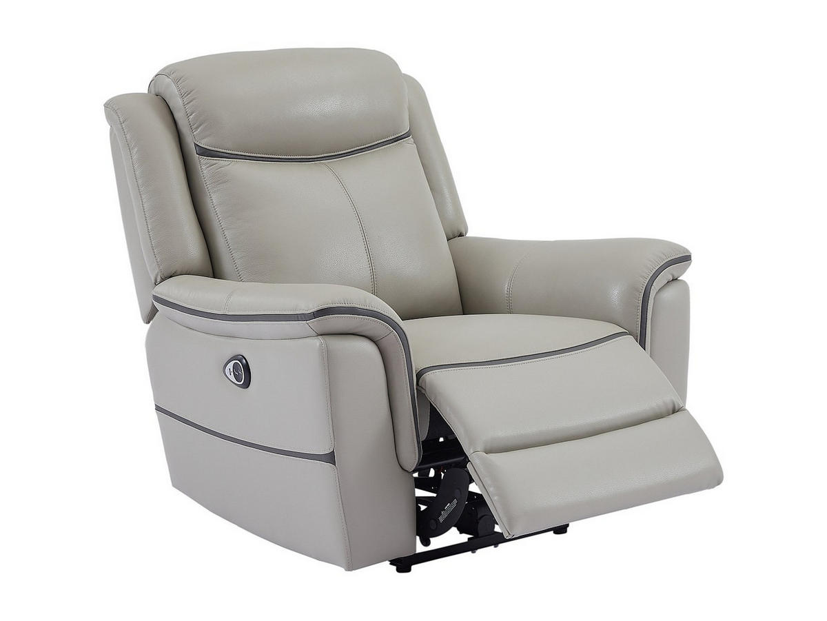 RELAXSESSEL - 1 Person-Sitzer - Leder - Hellgrau - - Hellgrau, Leder (105/102/95cm) - Vente-Unique