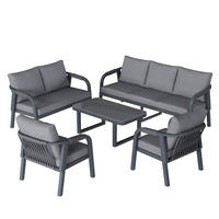 GARTENLOUNGE-SET 7 Personen 3-Sitzer 2-Sitzer Sessel Grau - Grau, Textil - FLIEKS