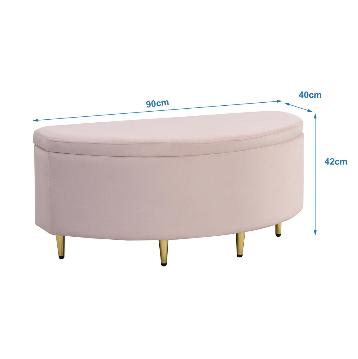 POLSTERBANK 90/40/42 cm mit Stauraum und Samtbezug, Rosa - Rosa, Textil - Redom
