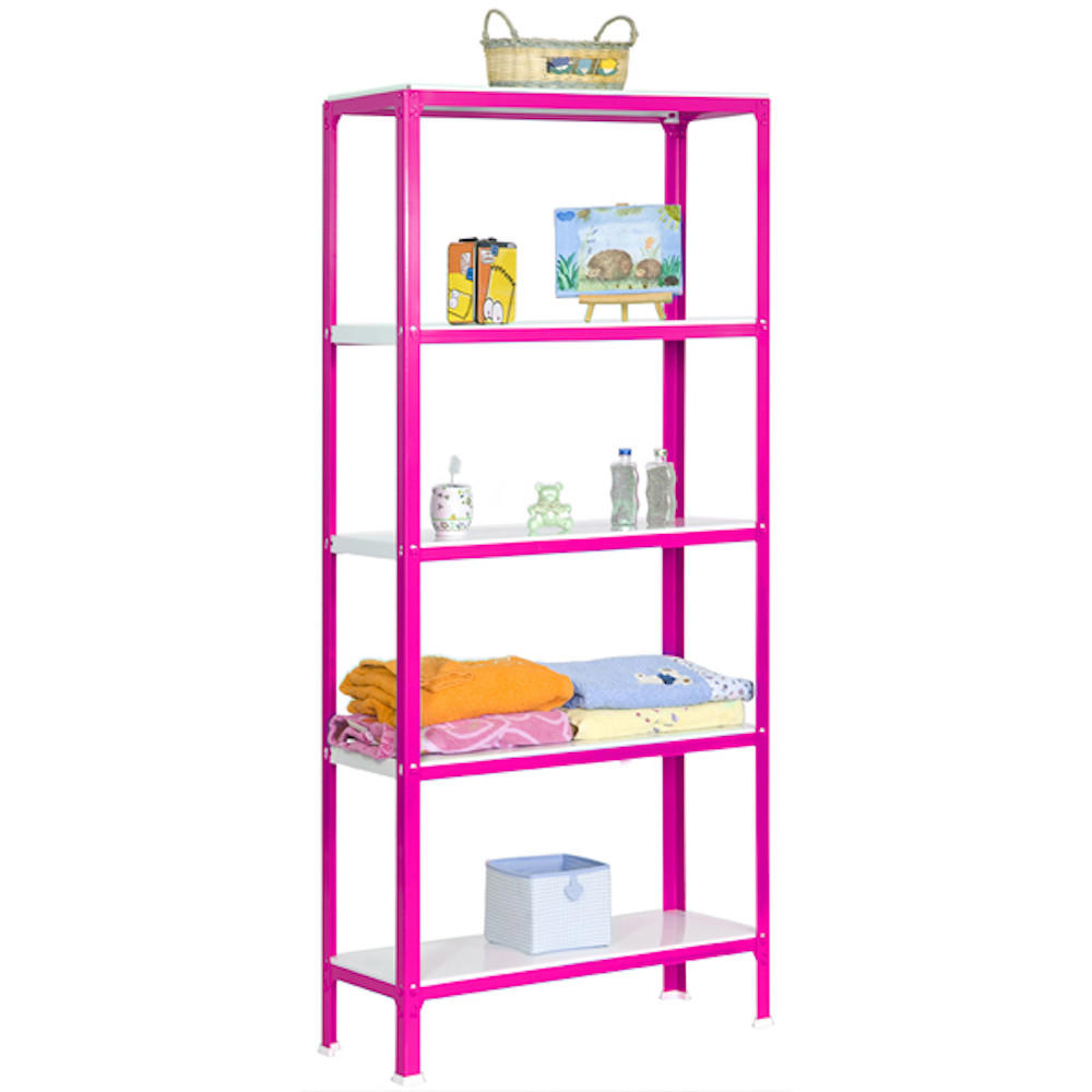 WOHNREGAL LIVING KOALA METAL mit 5 Fachböden | HxBxT 180x80x30cm | Fachlast 150kg | Rosa/Weiß - Rosa, Metall (80/180/30cm) - PROREGAL
