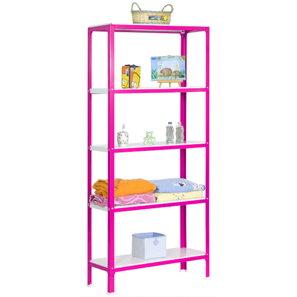 WOHNREGAL LIVING KOALA METAL mit 5 Fachböden | HxBxT 180x80x30cm | Fachlast 150kg | Rosa/Weiß - Rosa, Metall (80/180/30cm) - PROREGAL