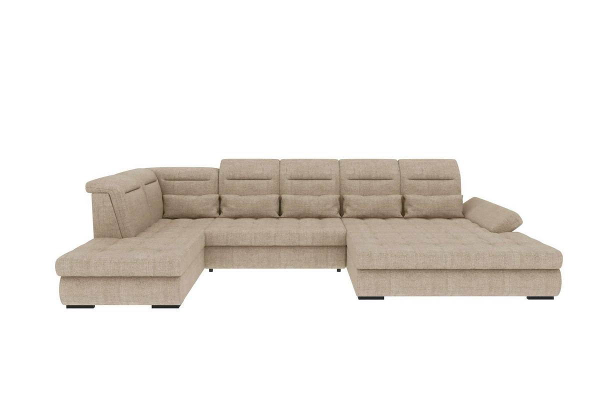 WOHNLANDSCHAFT Toscana Velours inkl. Schlaffunktion - Creme, Textil (358/87/208cm) - 99rooms
