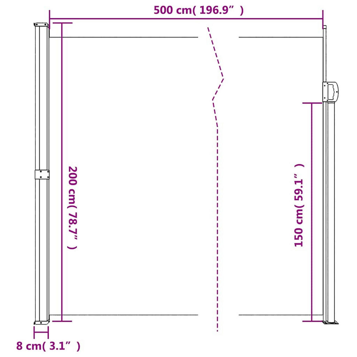 SEITENMARKISE Ausziehbar Anthrazit 200/500 Cm - Anthrazit, Textil (200/500cm) - vidaXL