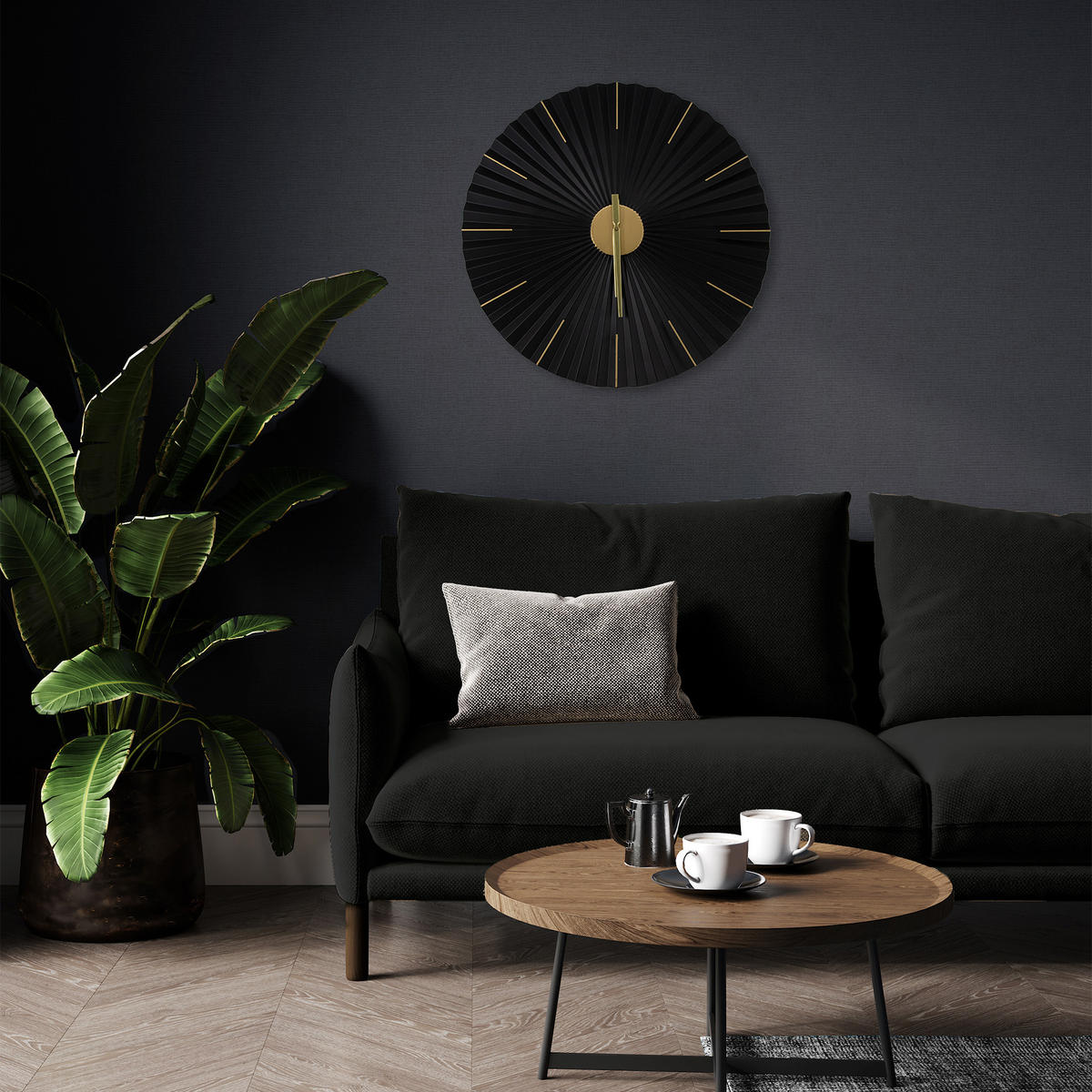 WANDUHR Origami - Goldfarben/Schwarz, Metall (59/1/59cm) - Art for the Home