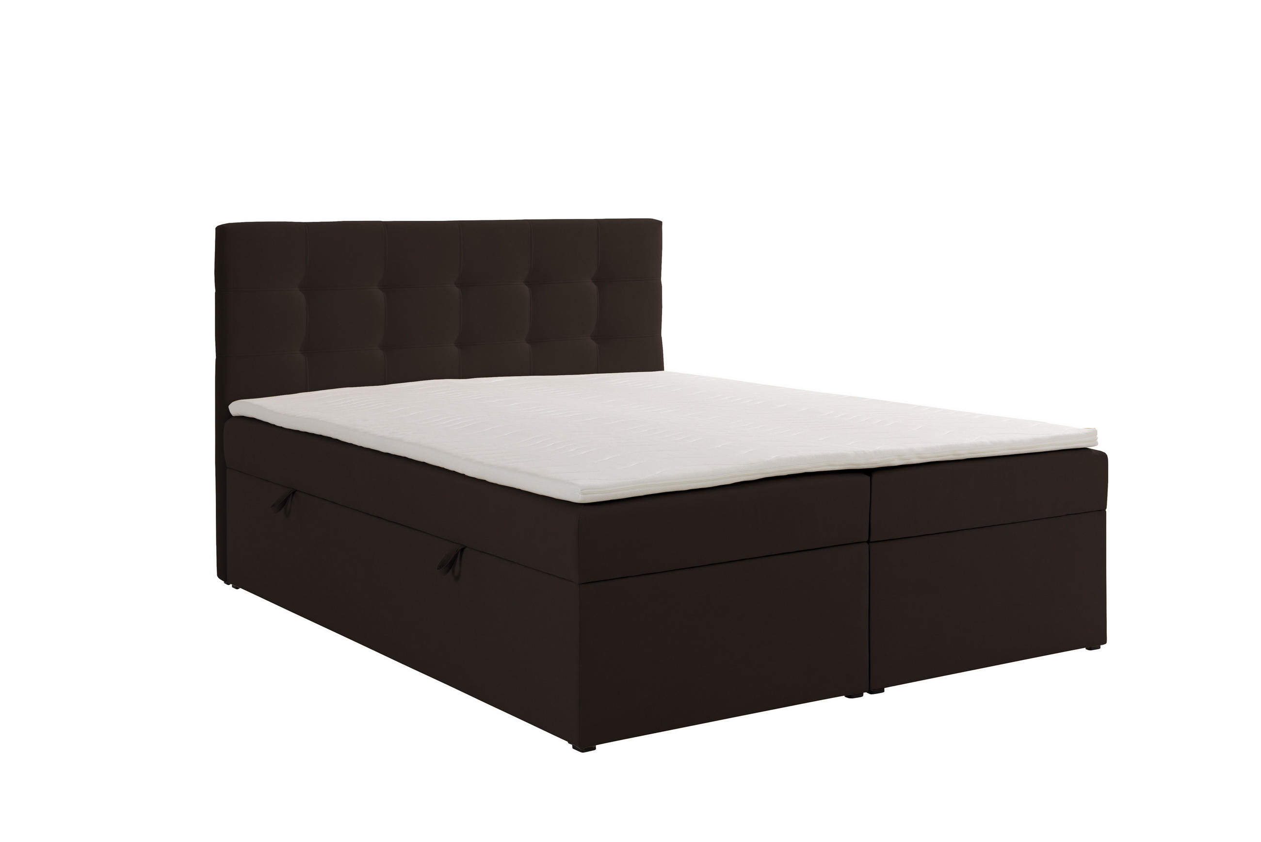 BOXBETT VELLIS mit Topper und Bettkasten, Braun, 120x200 cm - Braun, Textil (120/200cm) - KS Home Concept