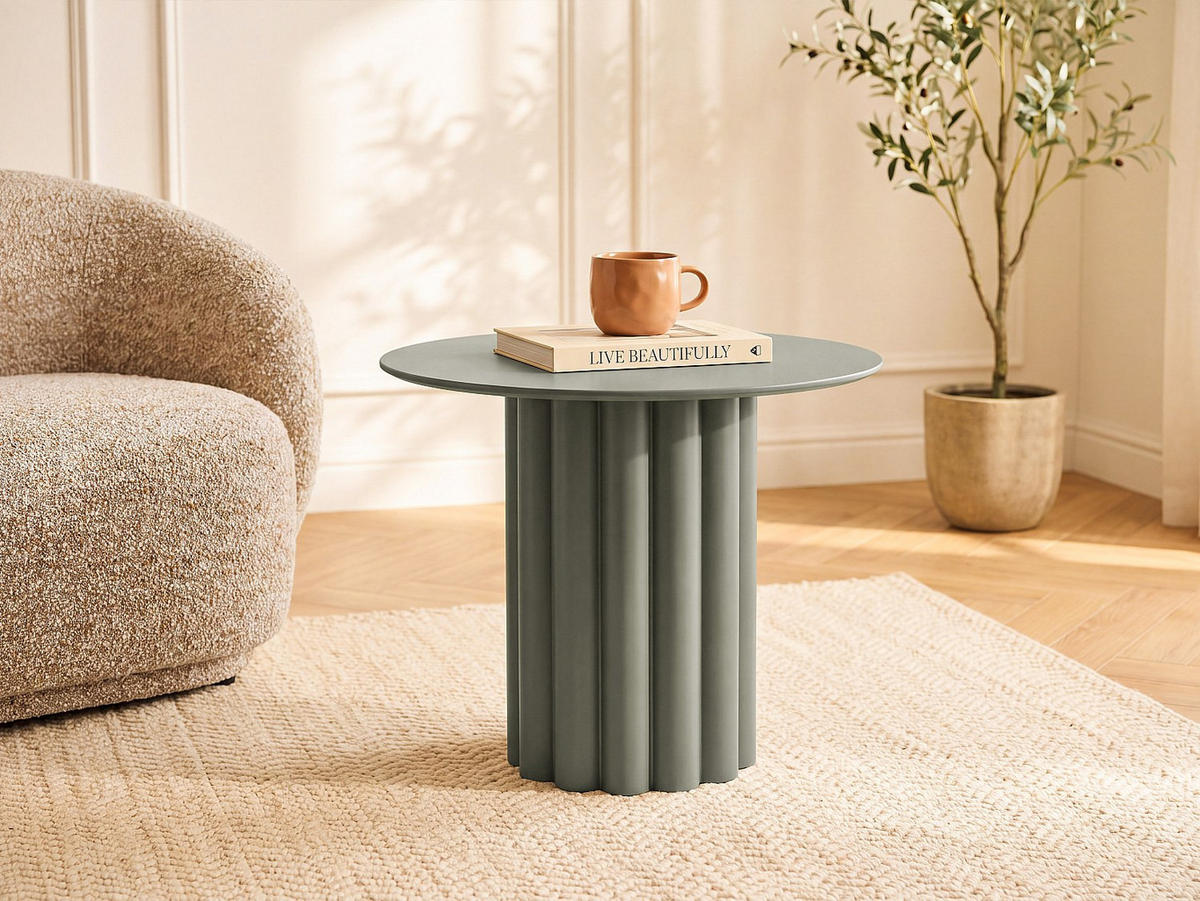 BEISTELLTISCH - 63 cm x 63 cm - metall - khaki Wodoli - Schlammfarben, Metall (63/63/45.5cm) - Vente-Unique