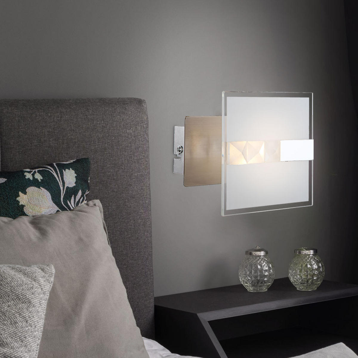 LED WANDLEUCHTE Chrom Silber - Silberfarben, Glas (15/9/12cm) - Globo Lighting