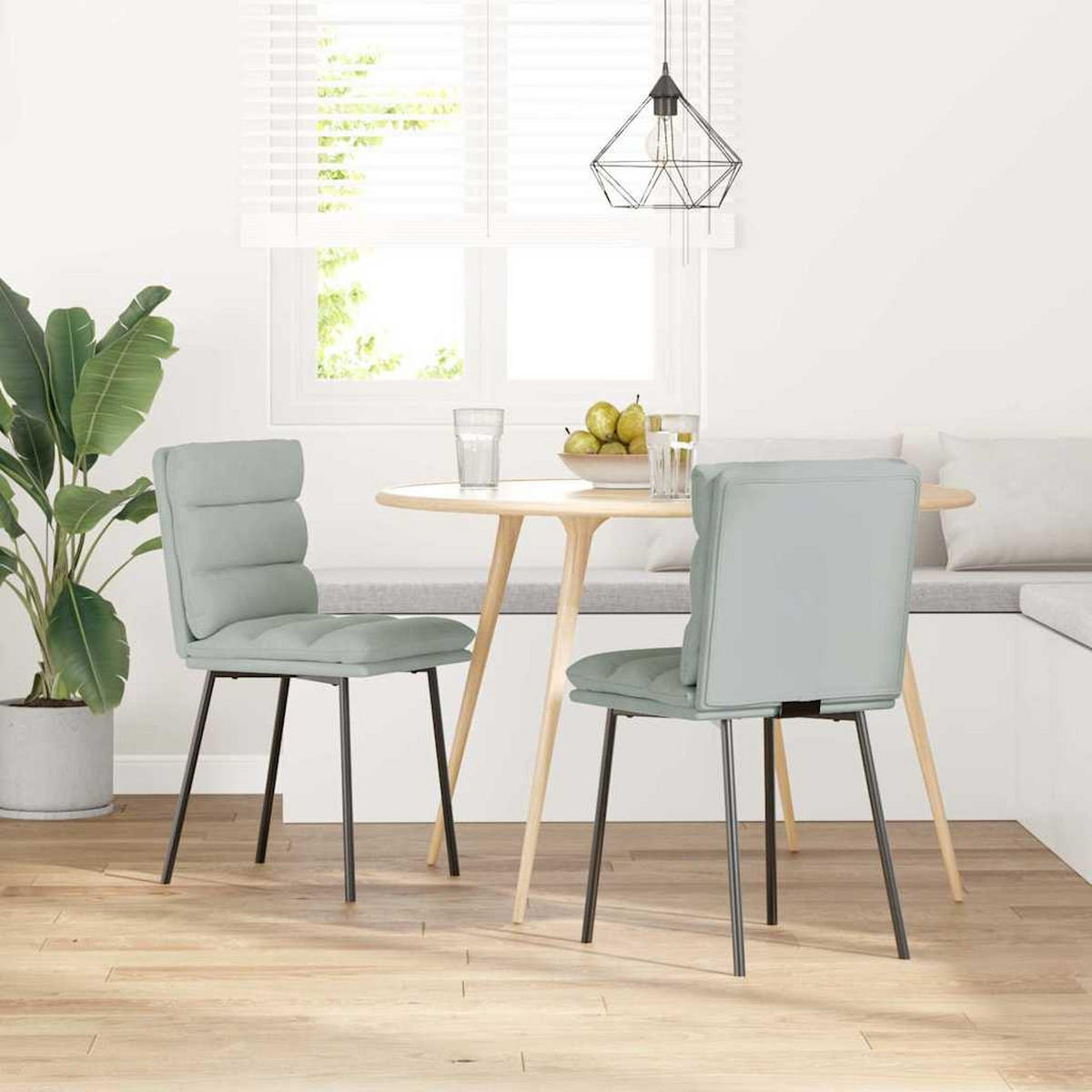ESSZIMMERSTÜHLE 2 Stk. Hellgrau Samt 45*54*83cm - Hellgrau, Metall (45/83/54cm) - ZMH