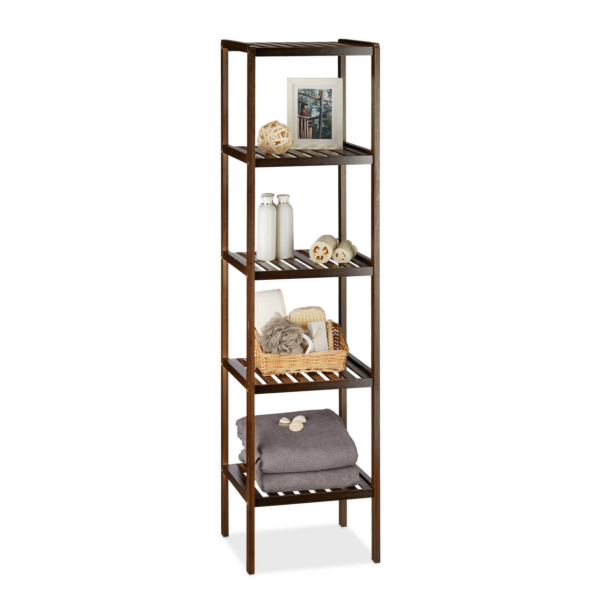 BADREGAL - Dunkelbraun, Holz (34.5/139.5/33cm) - Relaxdays