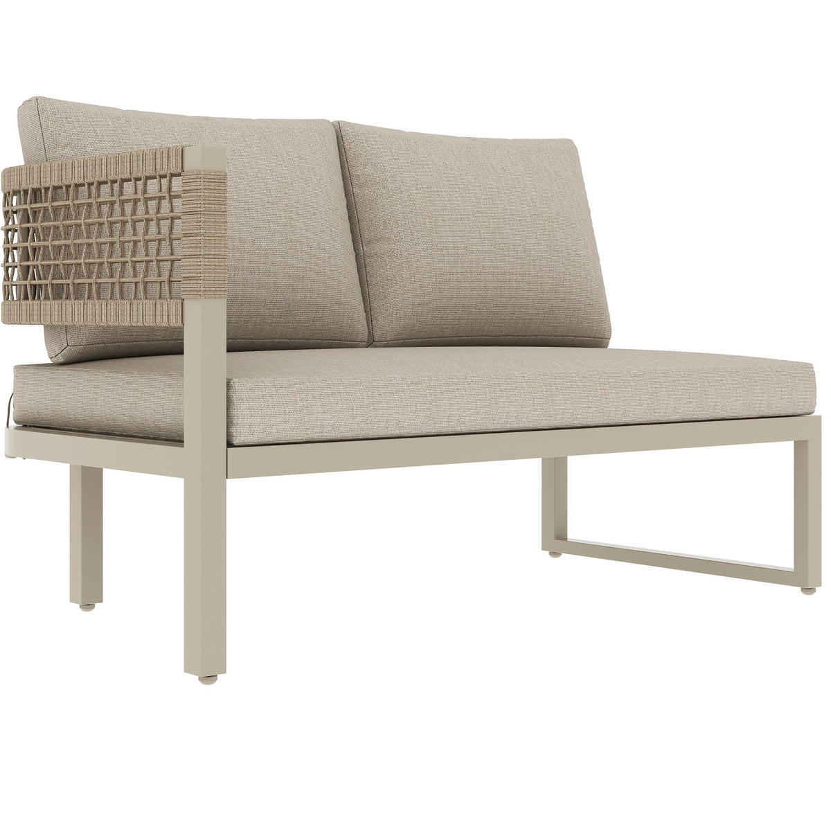 GARTEN-LOUNGE-SET 110/58/78 cm mit Esstisch, verstellbaren Füßen und abnehmbaren Bezügen, Beige - Beige, Metall - Redom