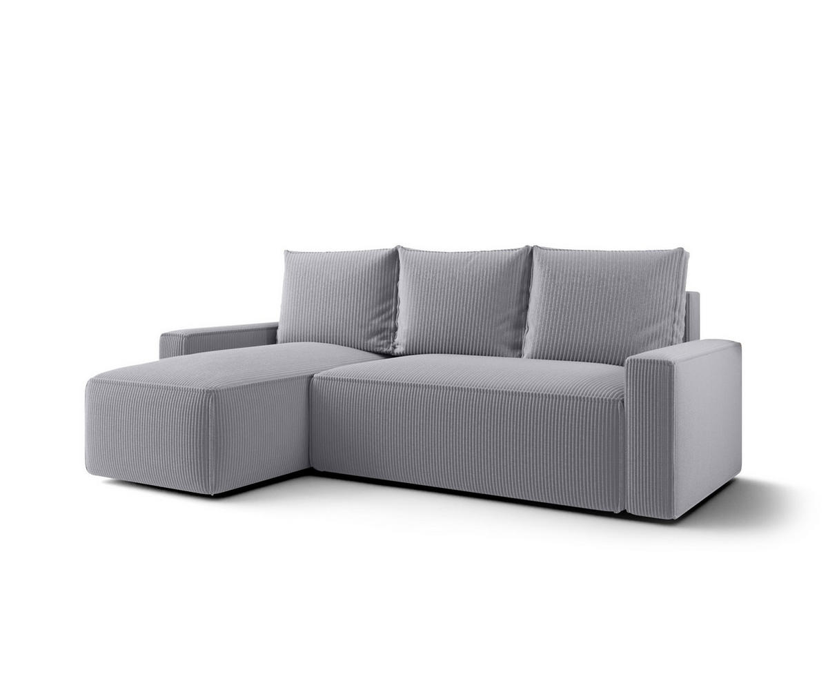 ECKSOFA mit Schlaffunktion SAVIO Poso 55 Links - Grau, Textil (232/140cm) - Bedante