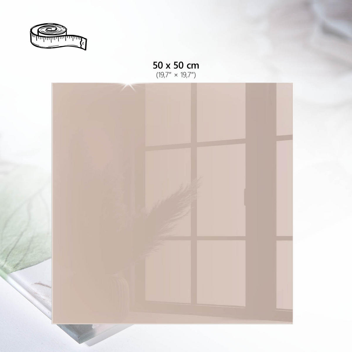 TISCHPLATTE 50x50 cm – Beige-Rosa - Grau, Glas (50/50/0.4cm) - Wallfluent