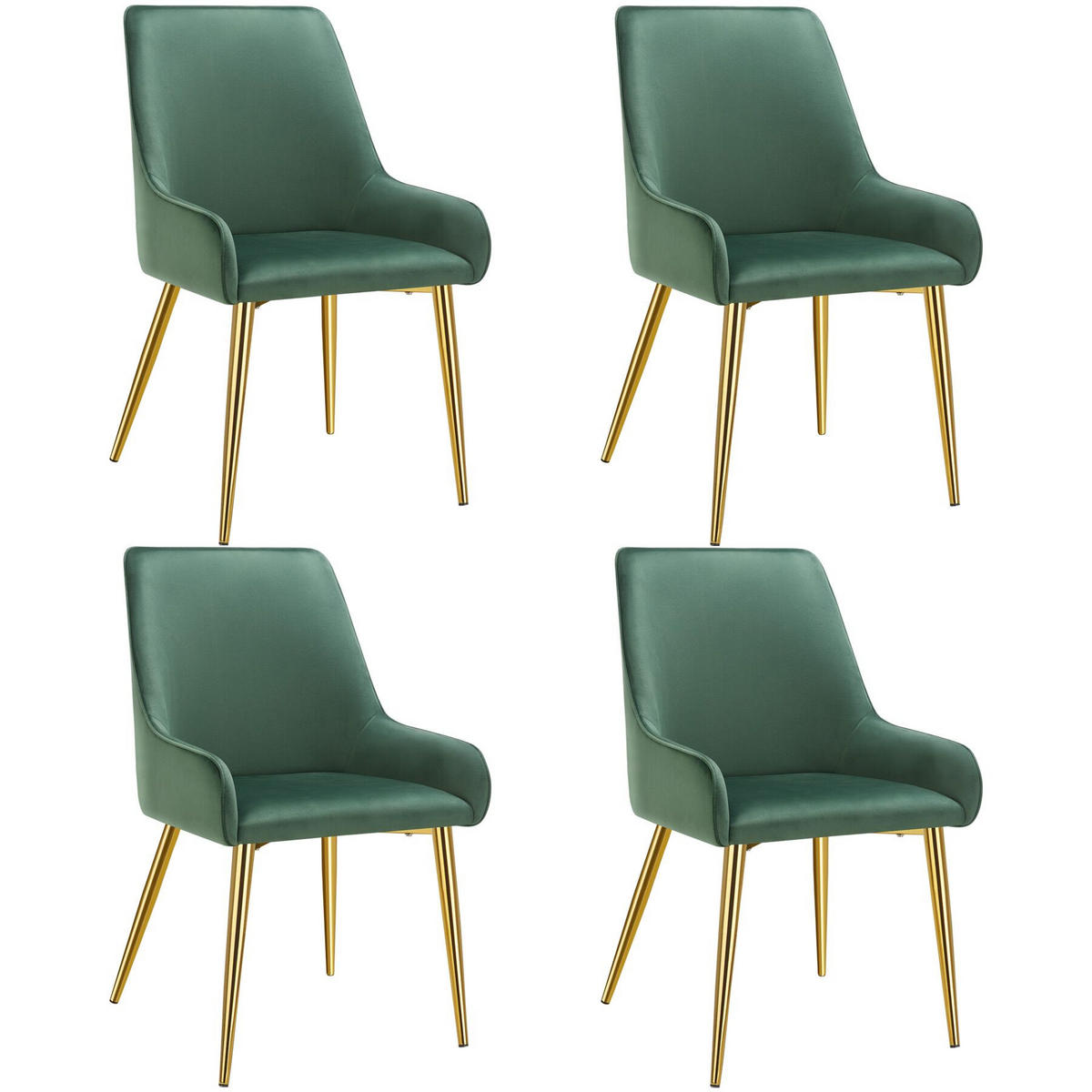 POLSTERSTUHL 4er Set Avane 52 x 61 x 89 cm grün - Grün, Textil (52/89/61cm) - tectake