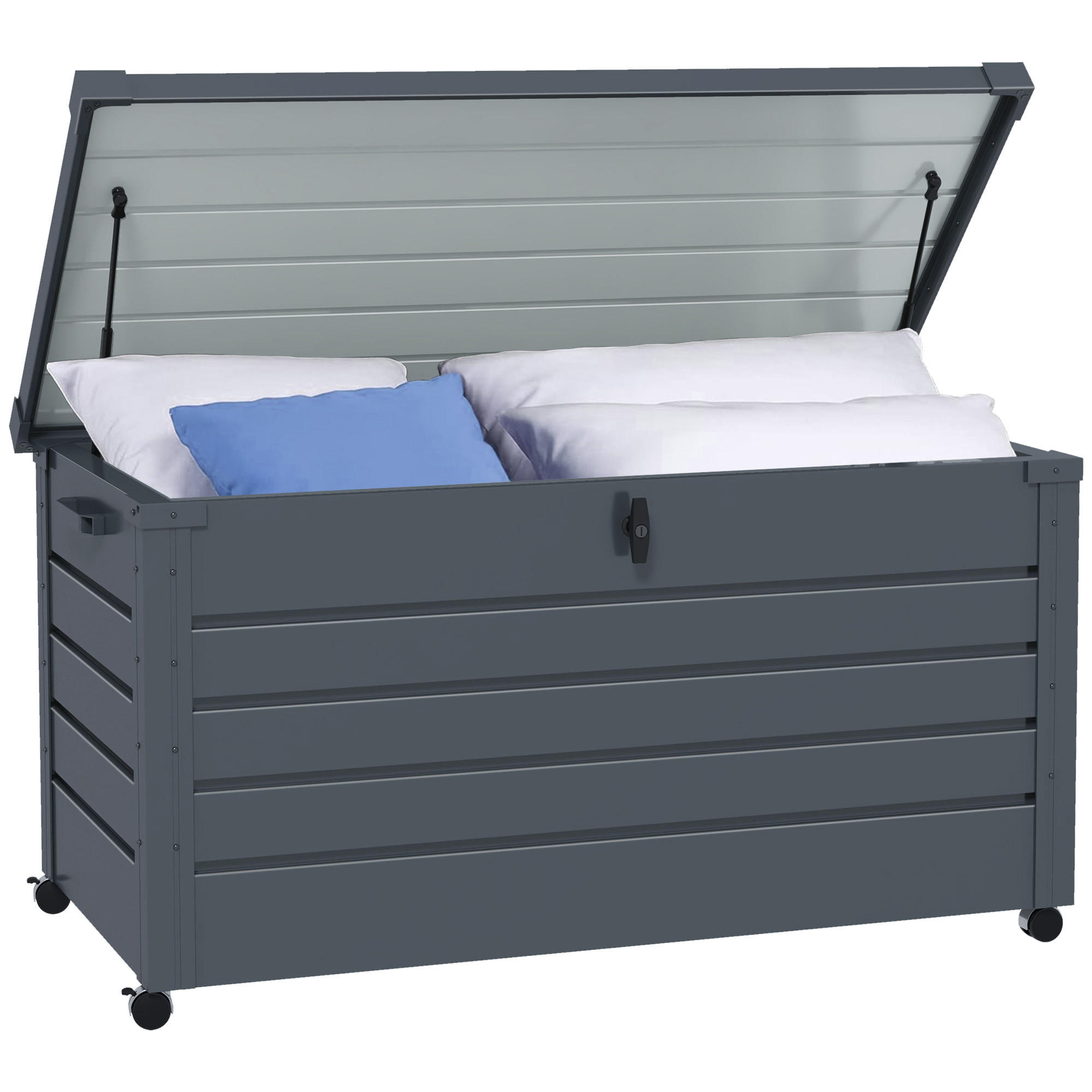 KISSENBOX DE-18675 311 L mit Gasfeder und Rollen Grau - Dunkelgrau, Metall (62/66/120cm) - ComfortXL