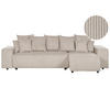 3-SITZER-ECKSOFA Cord taupe rechtsseitig mit Schlaffunktion Stauraum Luspa - Taupe/Schwarz, Textil (294/130cm) - Beliani