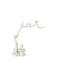 DEKOOBJEKT VOGEL AUF ZWEIG Weiß - Weiß, Glas/Naturmaterialien (24/62/64cm) - J-Line