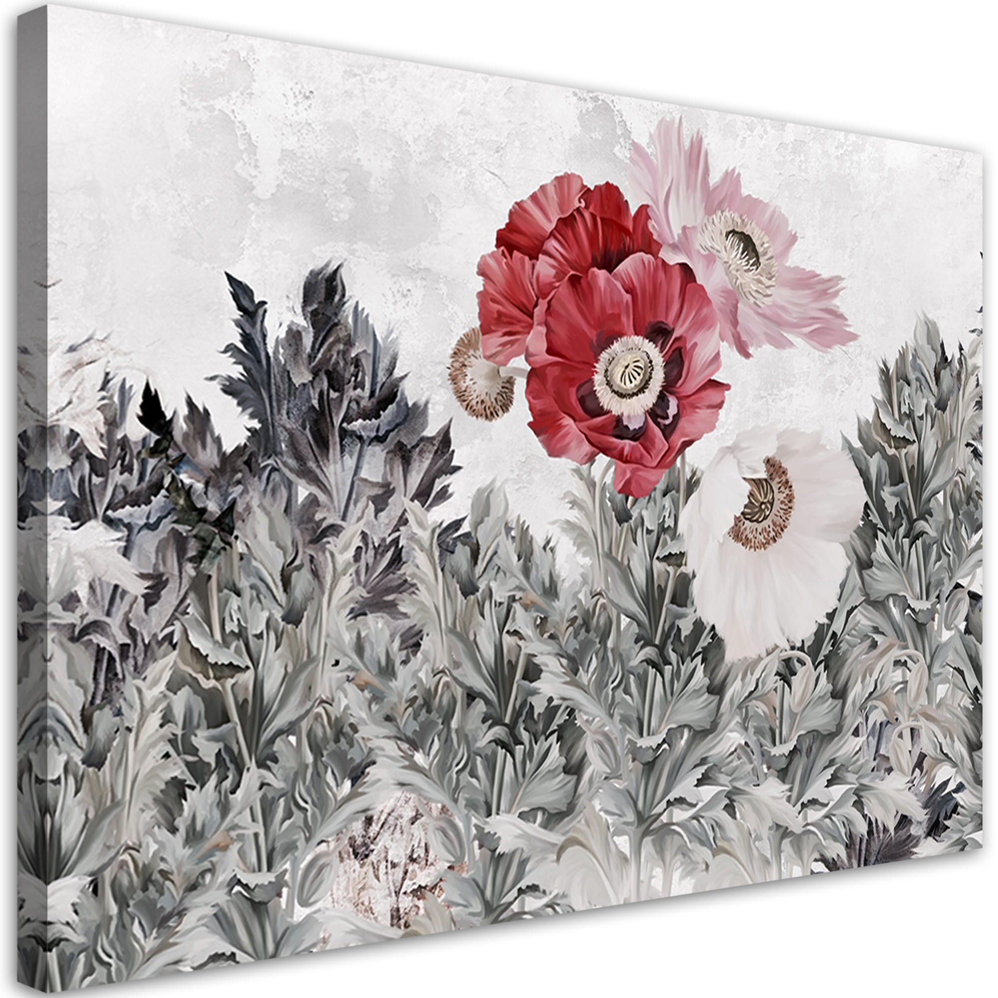 WANDBILD rote mohnblumen im garten - Rot, Textil (60/40cm) - Feeby