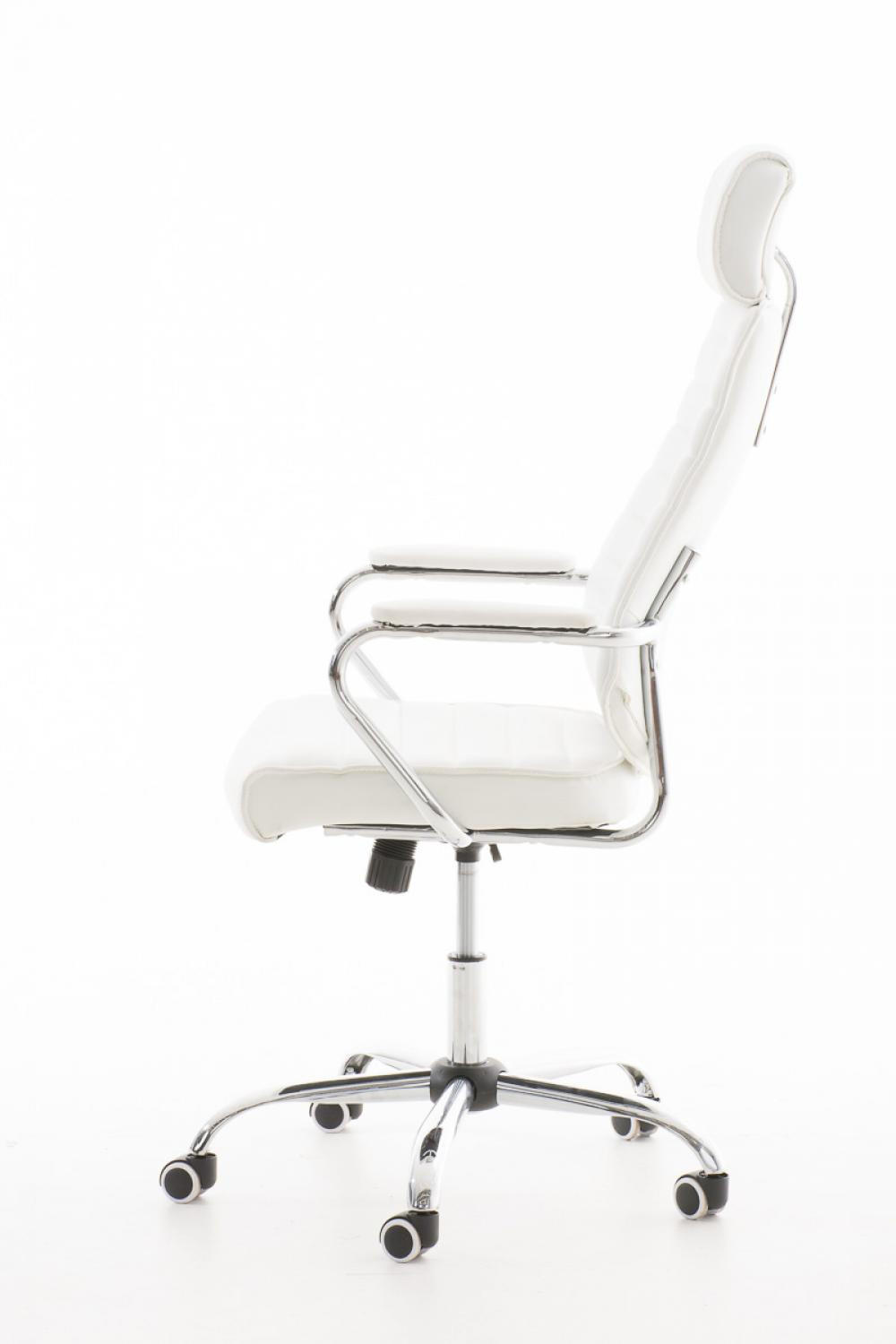 CHEFSESSEL Lederlook weiß - Chromfarben/Weiß, Textil/Metall (60/117/67cm) - CLP