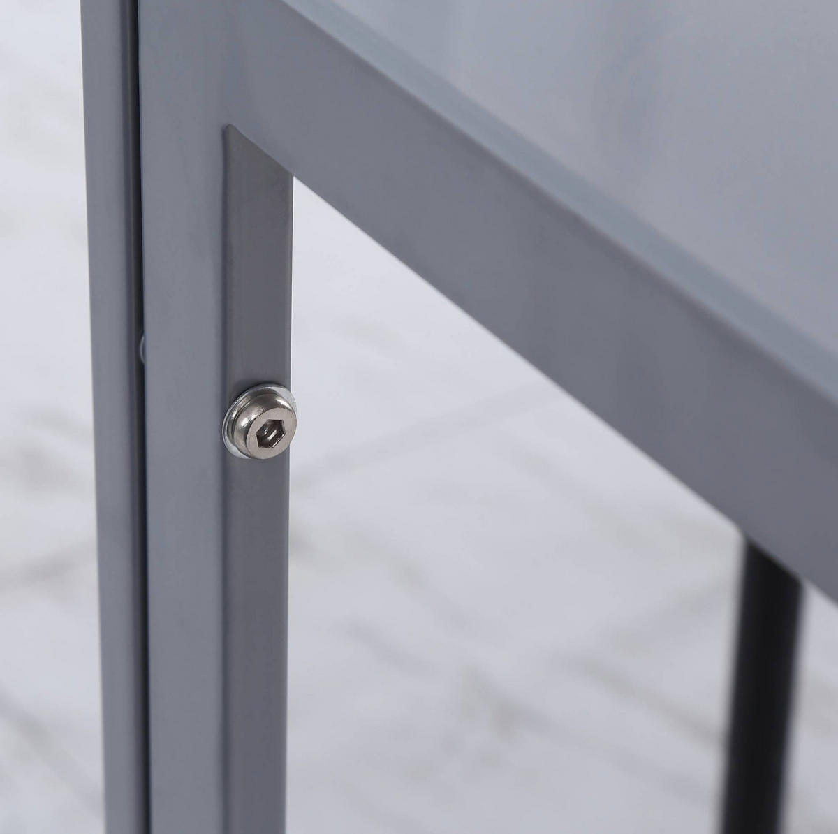 ESSTISCH 75/75/75 cm in Grau mit Glasplatte und Stahlgestell - Grau, Metall (75/75/75cm) - BEAOK