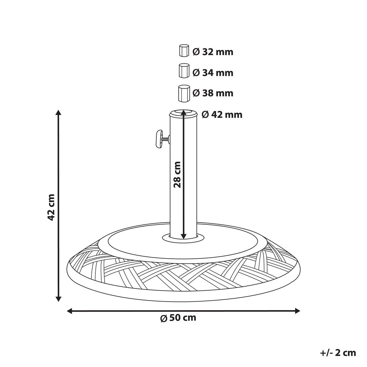 SONNENSCHIRMSTÄNDER braun rund 50 cm Capaci - Braun, Stein (50/50cm) - Beliani