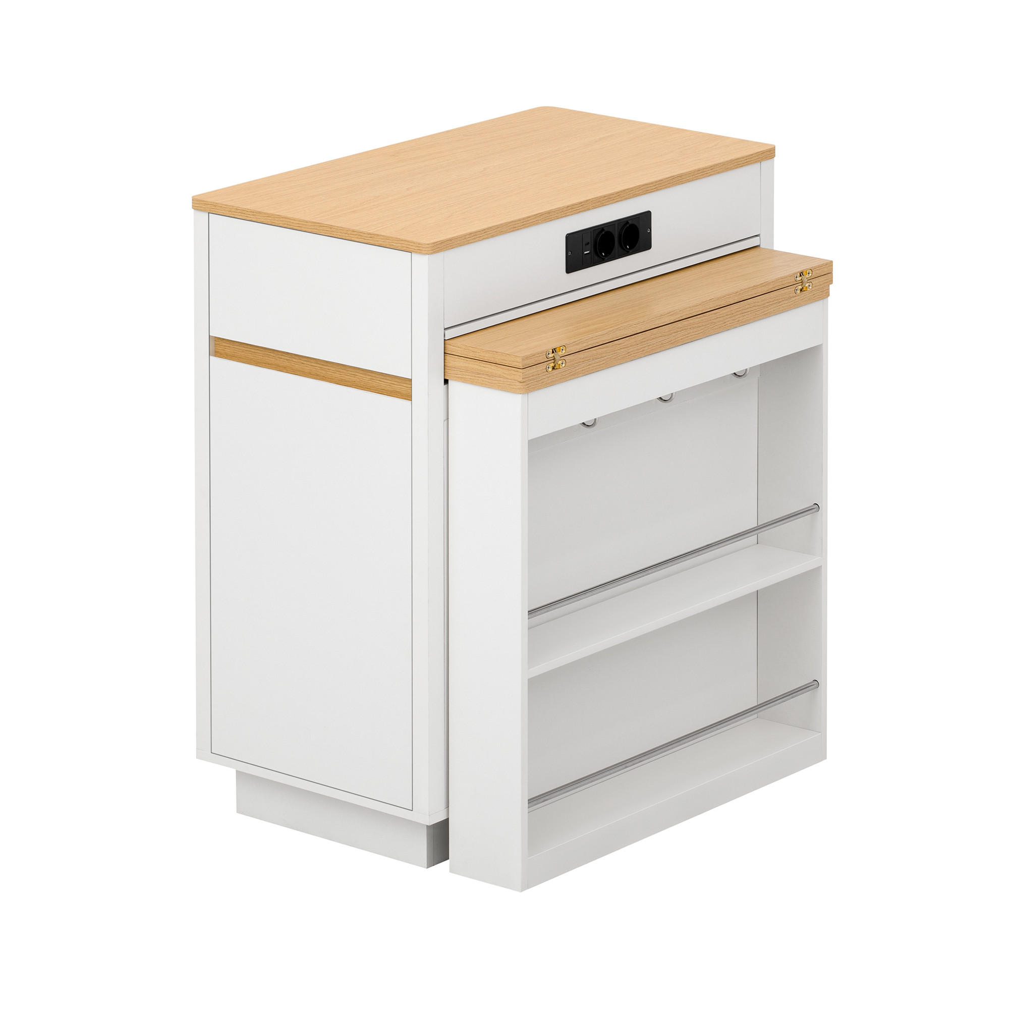 KÜCHENINSEL ausziehbar 58-154/80,5/94 cm mit LED DE-39572 Weiß - Weiß, Holzwerkstoff (80.5/94/58cm) - ComfortXL