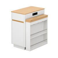 KÜCHENINSEL ausziehbar 58-154/80,5/94 cm mit LED DE-39572 Weiß - Weiß, Holzwerkstoff (80.5/94/58cm) - ComfortXL