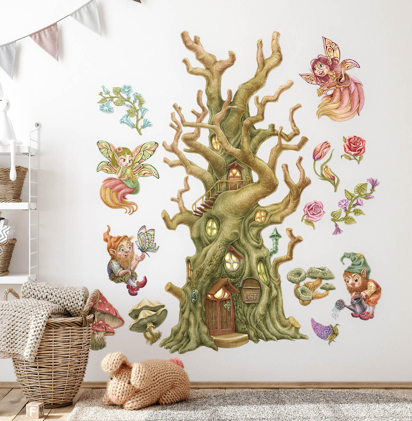 AUFKLEBER 130x172 cm Waldwesen Feen - Grün, Kunststoff (130/172/0.1cm) - TULUP