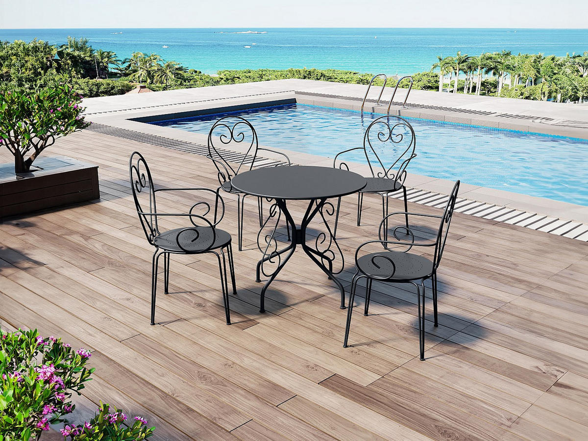 GARTENESSGRUPPE im Set - 4 -Sitzer - Metall - anthrazitgrau - GUERMANTES - Anthrazit, Metall - Vente-Unique