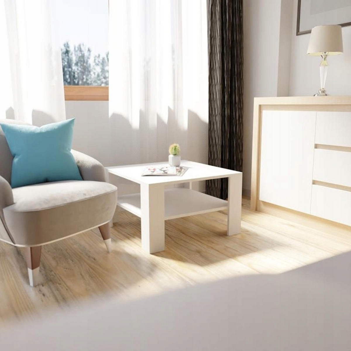 COUCHTISCH NIEDRIG EX3 Weiß 68/68/41 cm - Weiß, Holzwerkstoff (68/68/41cm) - Matkam Möbel