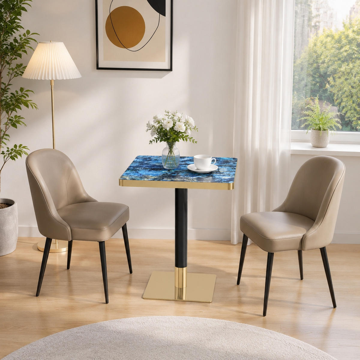 BARTISCH 60/60/74 cm mit Marmor-Optik DE-40022 Blau - Blau, Metall (60/60/74cm) - ComfortXL