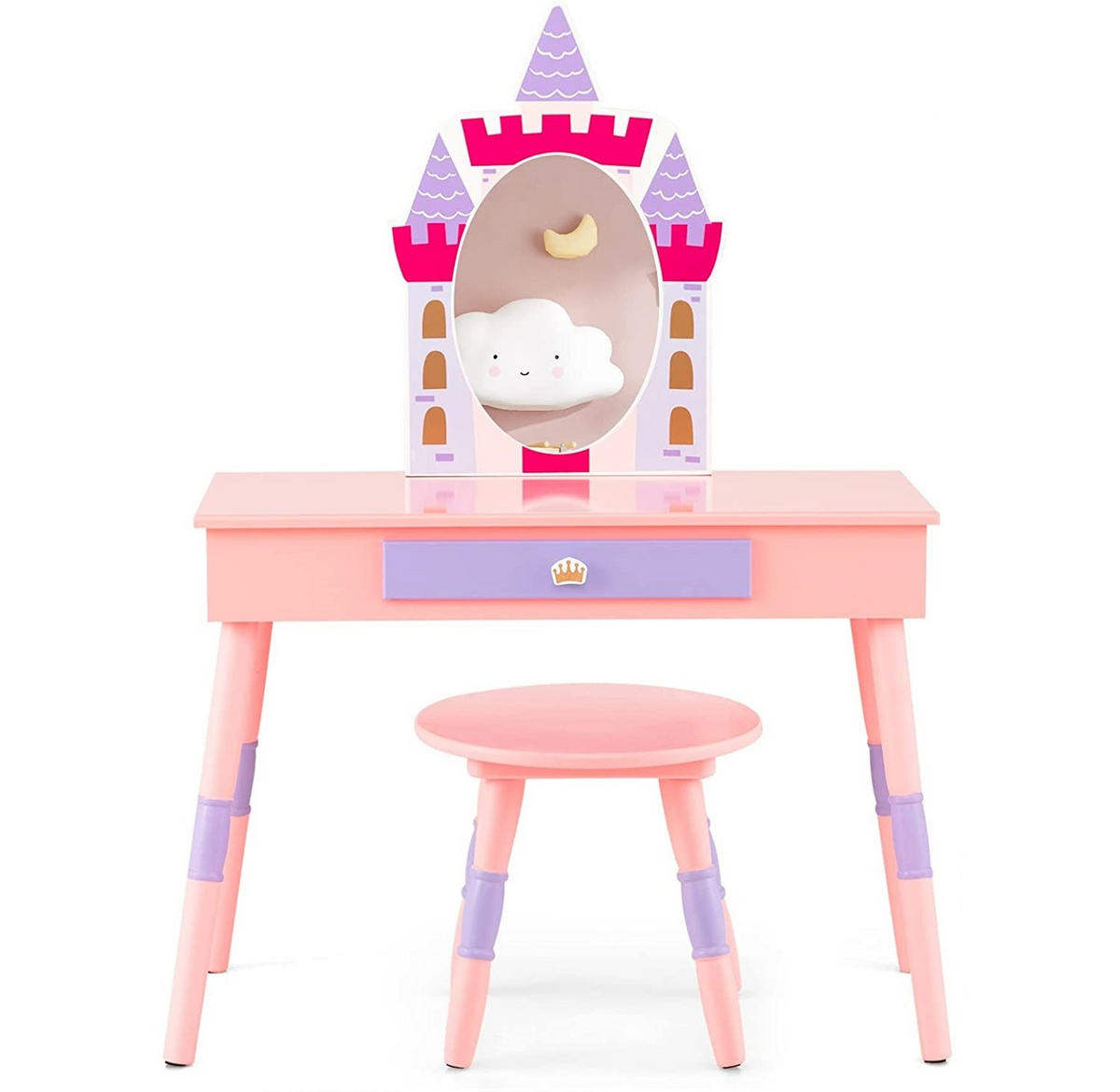 SCHMINKTISCH aus Holz Pink - Pink, Holz (39/102/74cm) - COSTWAY