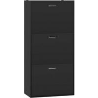 SCHUHKIPPER 58x23x118 cm, Schwarz - Silberfarben/Schwarz, Holzwerkstoff (58/118/23cm) - Woltu
