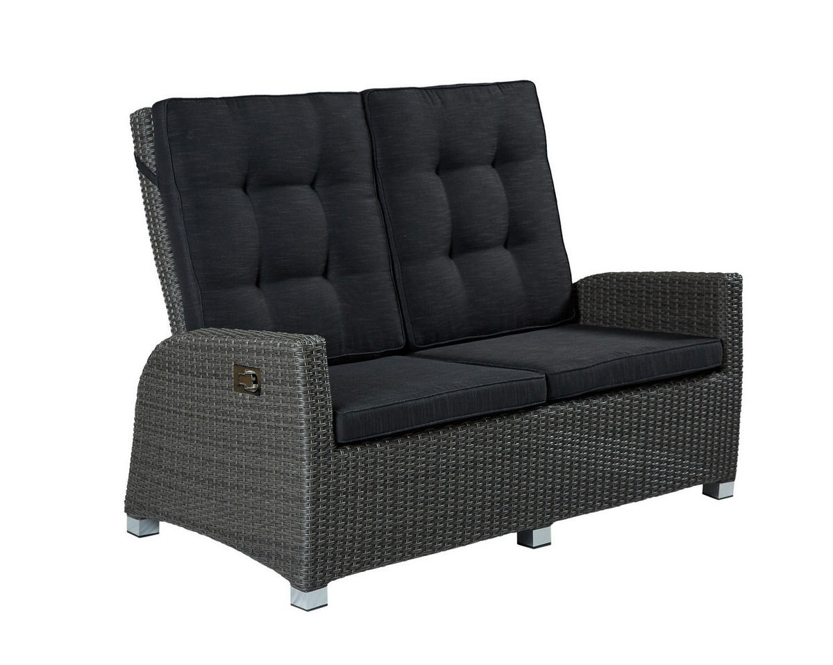 LOUNGESOFA Kansas 108x145x90 cm, Polyrattan, Grau - Grau, Kunststoff (145/108/90cm) - dasmöbelwerk