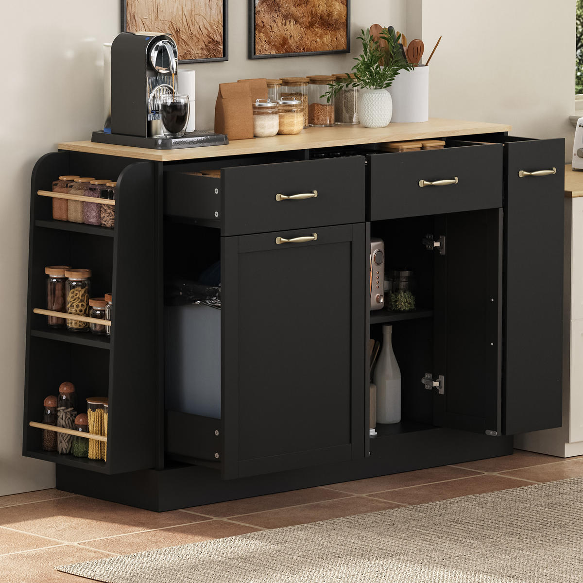 SIDEBOARD 133,5/40/86 cm Schwarz aus MDF mit Stauraum - Schwarz, Holzwerkstoff (40/86/133.5cm) - OKWISH
