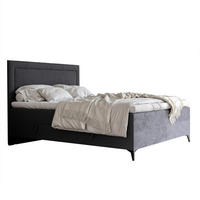 BOXBETT NERO 160/200 cm mit Matratze und Topper, Dunkelgrau - Dunkelgrau/Schwarz, Holzwerkstoff/Textil (160/200cm) - Idohome