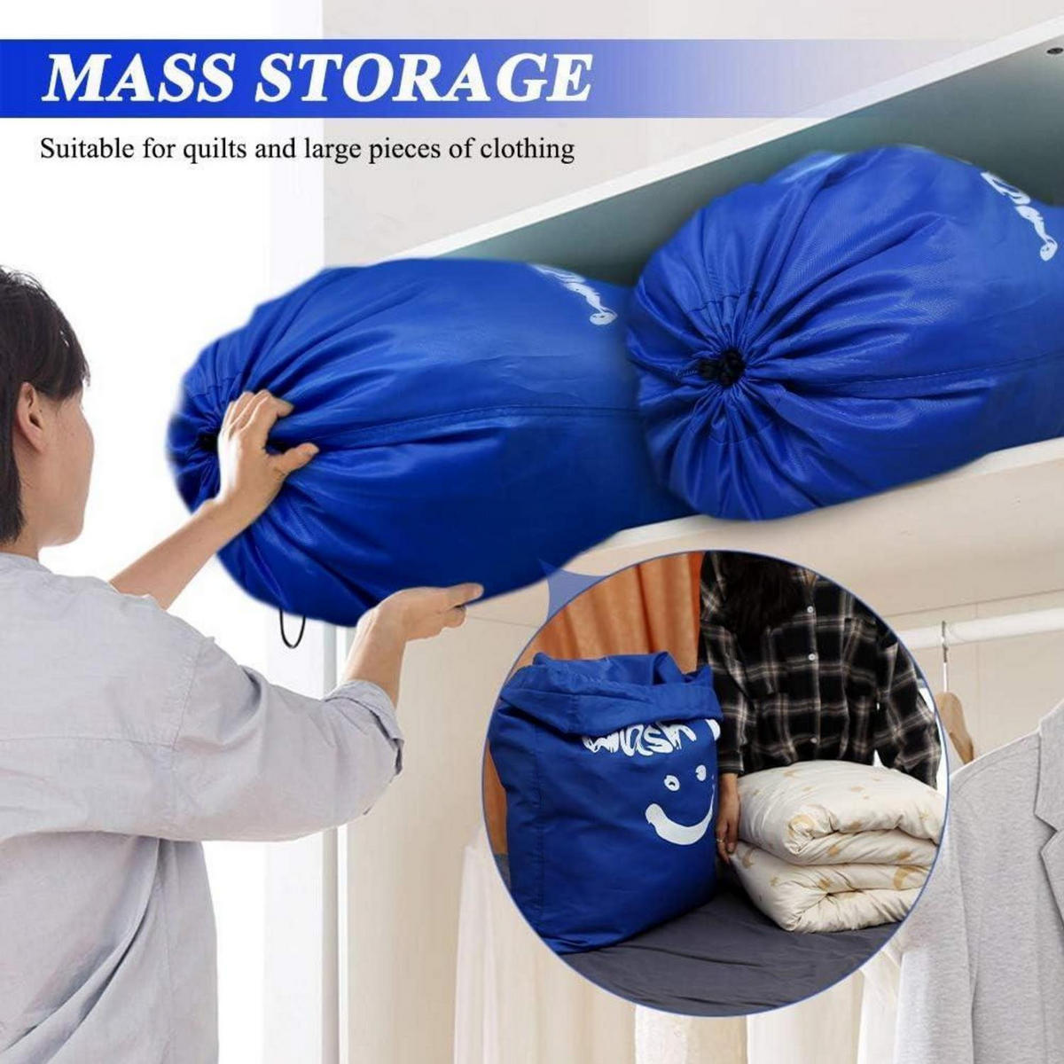 WÄSCHESACK 2-teiliges Set 120L Dunkelblau - Dunkelblau, Kunststoff (66/92/66cm)