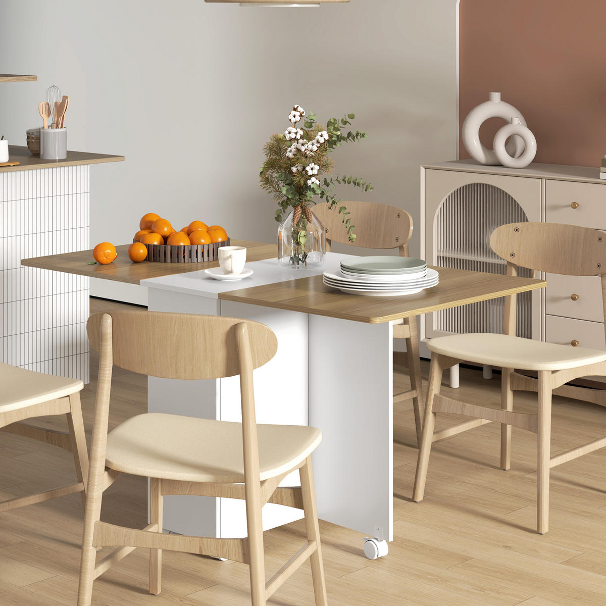 ESSTISCH Weiß, Natur 1 Stück - Weiß, Kunststoff (140/76/74cm) - GiPP