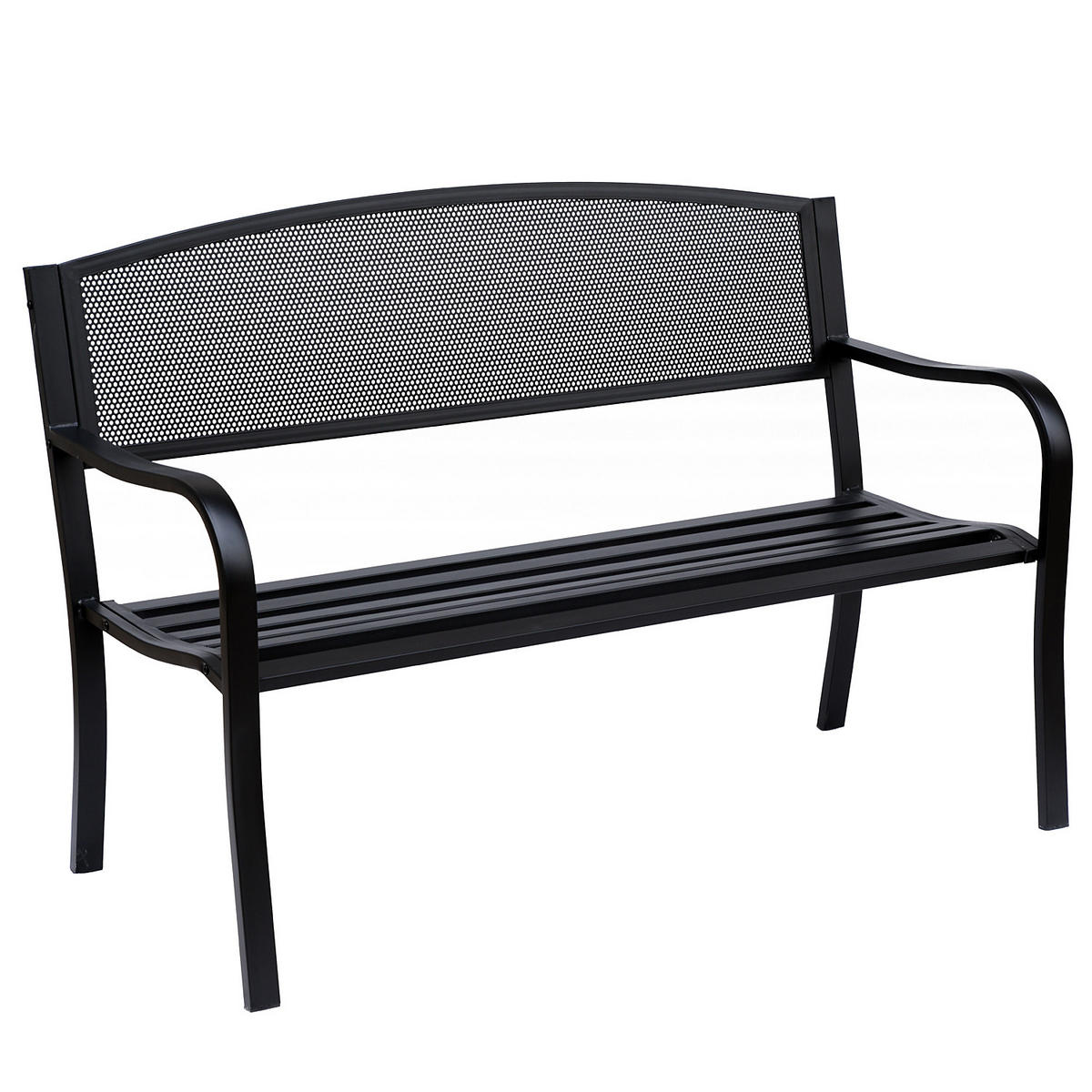 GARTENBANK DE-17746 3-Sitzer mit ergonomischer Rückenlehne Schwarz - Schwarz, Metall (127/87/60cm) - ComfortXL