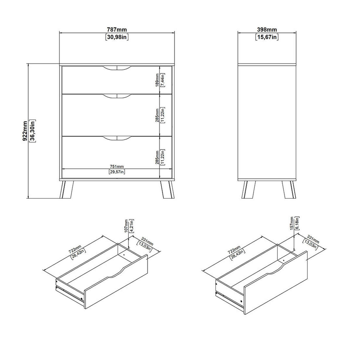KOMMODE, Ikast, Eiche, Holzwerkstoff, 79 x 40 x 93 cm - Eichefarben, Holzwerkstoff (79/93/40cm) - ebuy24